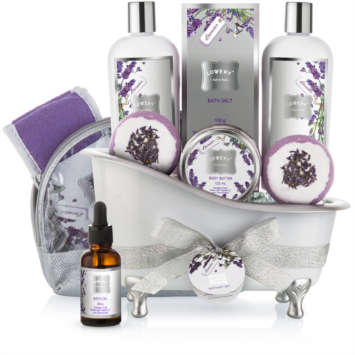 Lovery gift basket set - lavender and jasmine scent - xl bath bombs
