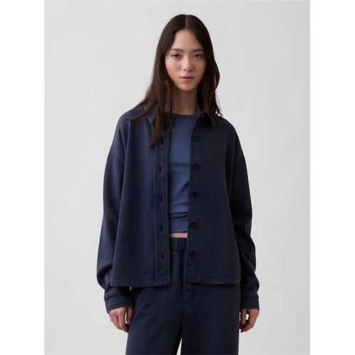Gap French Terry Oversized Button-Front Shirt