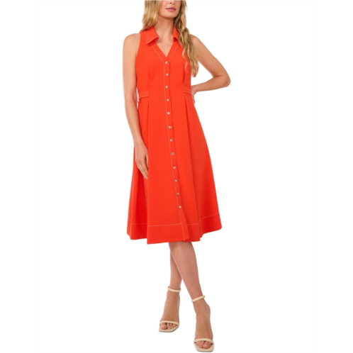 CeCe Sleeveless Belted Waist Midi Dress