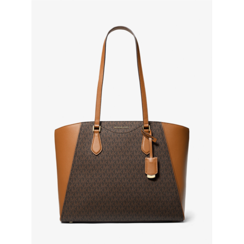 Michael Kors taryn large signature logo and leather tote bag