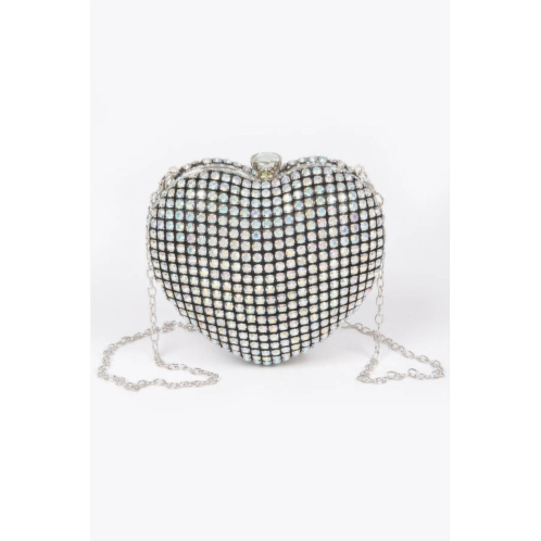 FASHNZFAB rhinestone heart sahpe party clutch