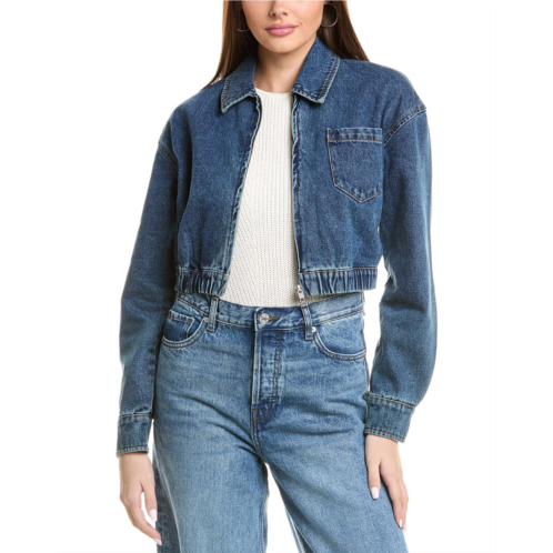 Bardot cropped bomber denim jacket
