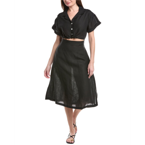 Vitamin A playa cut out linen midi dress