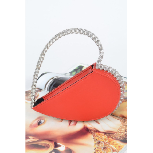 FASHNZFAB heart shape stone handle clutch