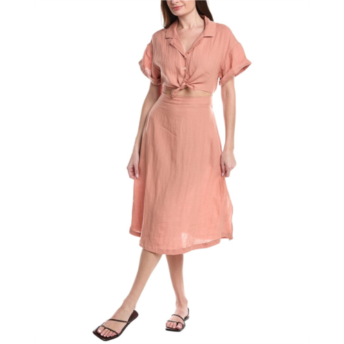 Vitamin A playa cut out linen midi dress