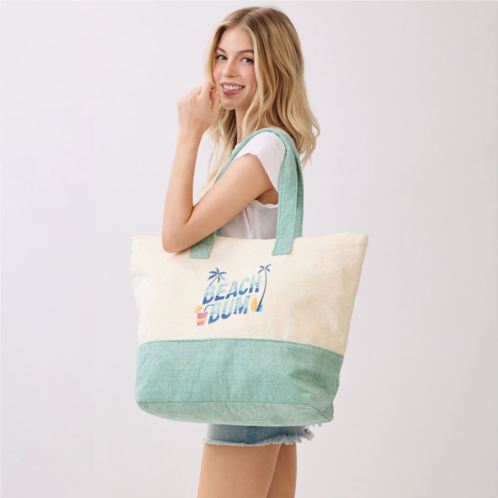 FASHNZFAB beach bum message terry tote bag