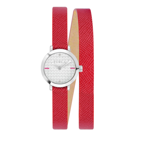 Furla womens vittoria silver dial calfskin leather watch