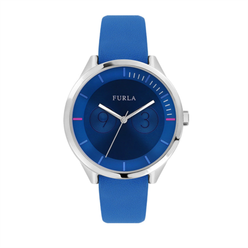 Furla womens metropolis blue dial calfskin leather watch