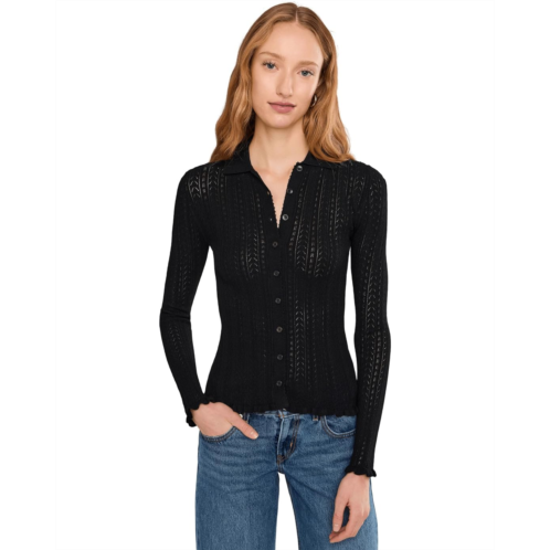 Madewell Snowy Lace Stitch Melody Collar Long Sleeve Top