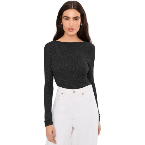 Madewell Bria Long Sleeve Open Back Snit Rib Sparkle