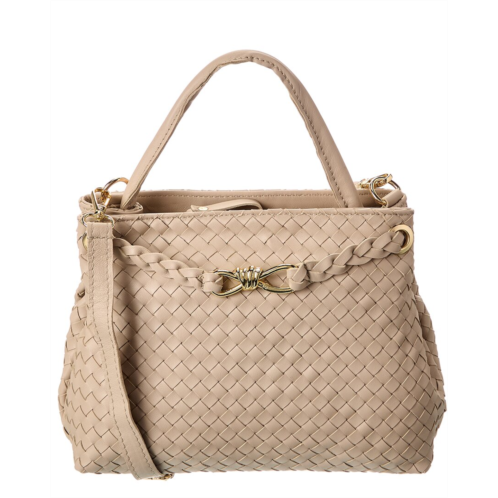 Isabella Rosetti clover hand-woven leather tote