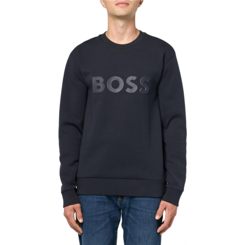 Hugo Boss mens salbo iconic logo crewneck sweater blue