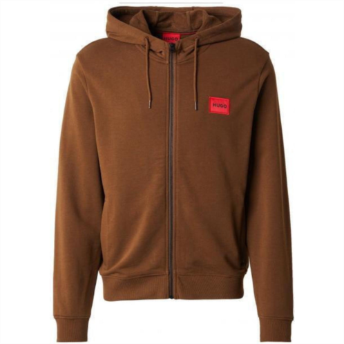 Hugo Boss Hugo mens daple212 zip-up cotton drawstring hoodie medium brown