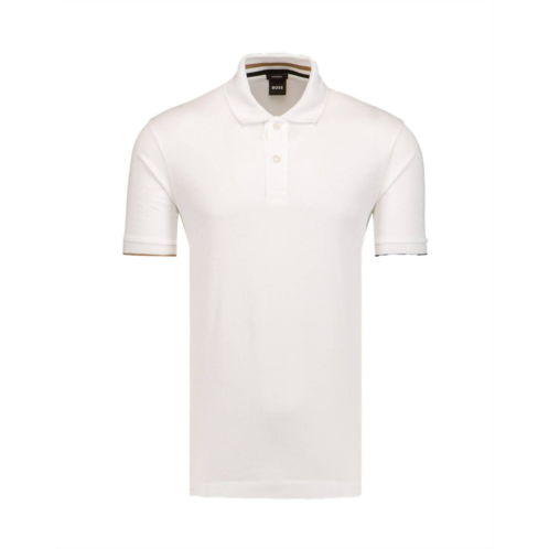 Hugo Boss men cotton short sleeves polo shirt in white