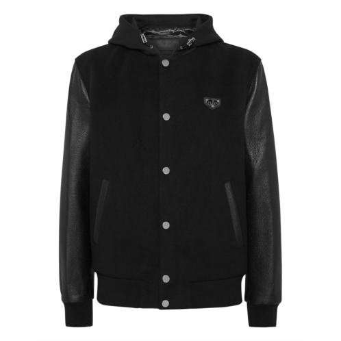 PHILIPP PLEIN hooded varsity bomber jacket