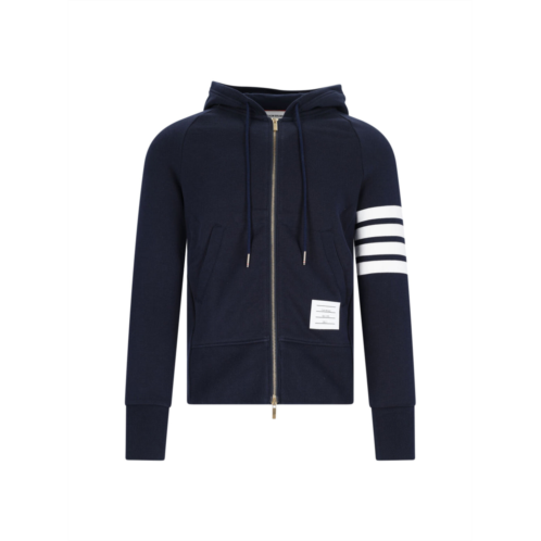 THOM BROWNE 4-bar zip-up sweatshirt in blue cotton