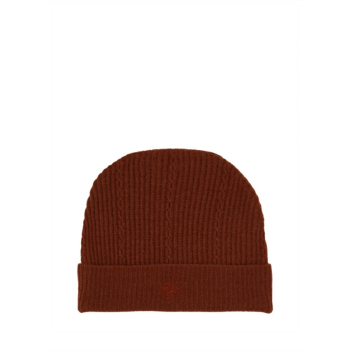 Etro ribbed burgundy beanie hat