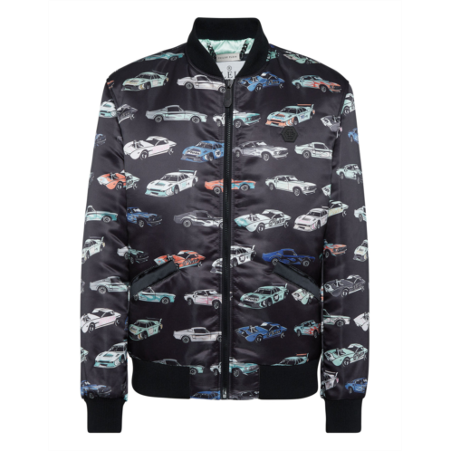 PHILIPP PLEIN satin bomber jacket ls cars racing