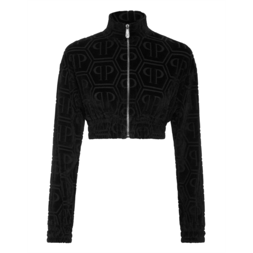 PHILIPP PLEIN cropped tracksuit jacket jacquard monogram