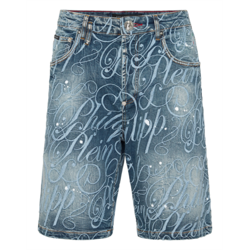 PHILIPP PLEIN denim shorts formentera logo