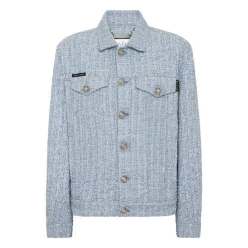 PHILIPP PLEIN tweed denim cropped jacket