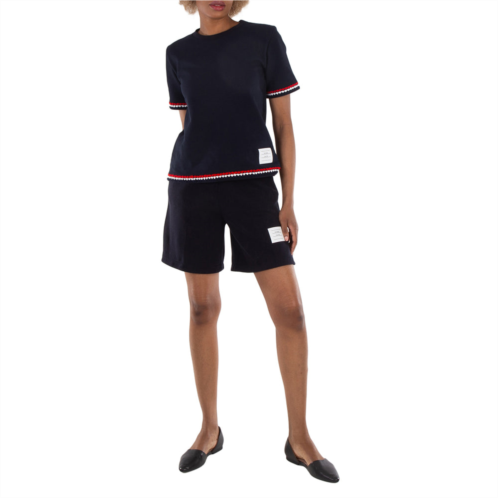 Thom Browne ladies name-tag ribbed shorts