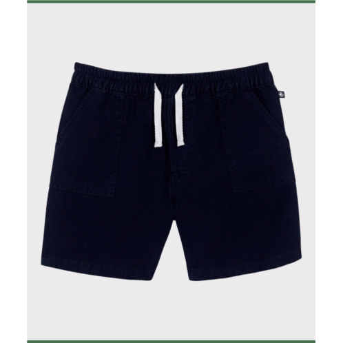 Petit Bateau kids cotton and linen twill shorts in navy