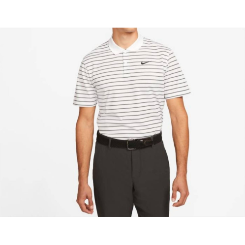 NIKE mens golf polo shirt in white and black stripes