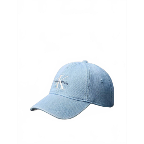 CALVIN KLEIN unisex denim embroidered monogram logo cap in vintage denim