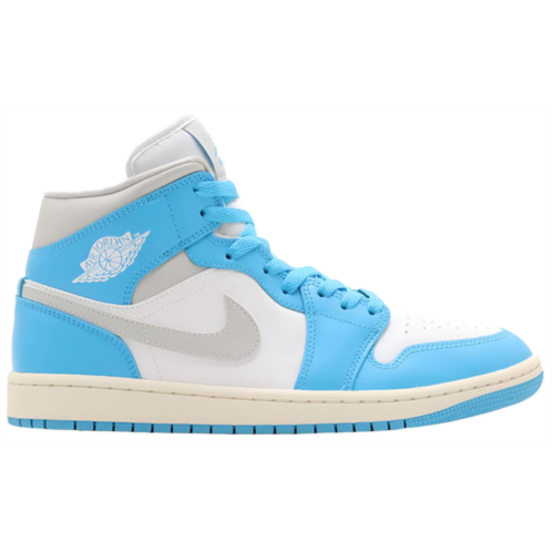 Jordan 1 mid dark powder blue white sail neutral grey (womens)
