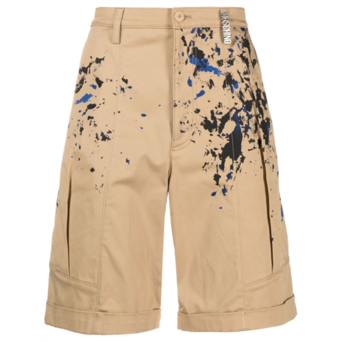 MOSCHINO painterly print sand beige stretch-cotton shorts