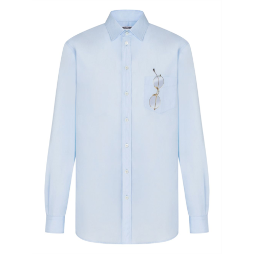 MOSCHINO light blue silk-nylon casual shirt