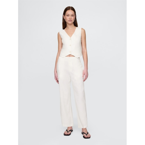 Gap Linen-Blend Relaxed Straight Ankle Pants