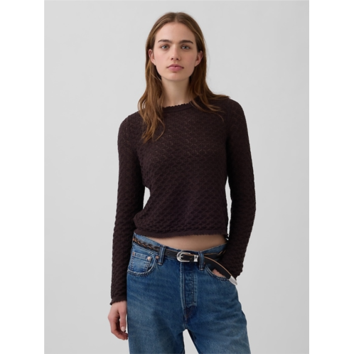 Gap 100% Cotton Pointelle Crop Sweater