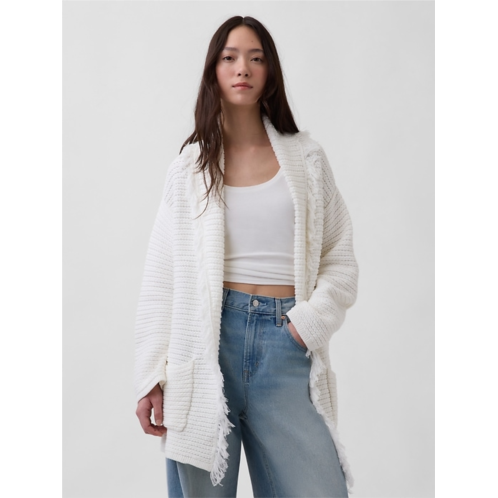 Gap 100% Cotton Oversized Fringe Shawl Cardigan