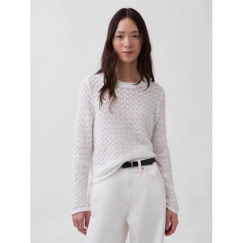 Gap 100% Cotton Pointelle Crop Sweater