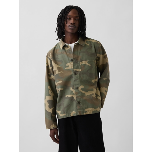Gap Canvas Denim Camo Utility Shirt
