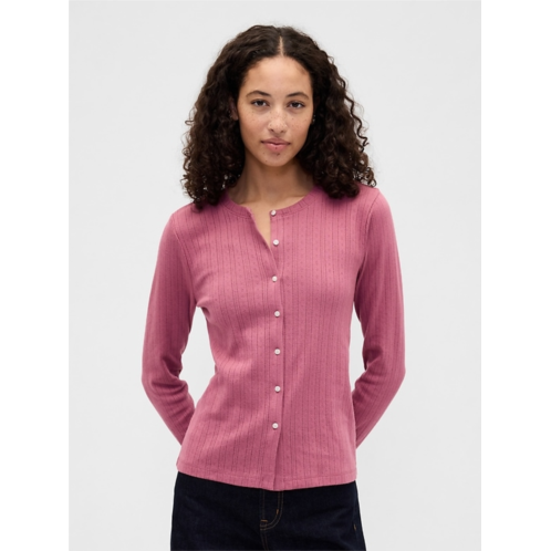 Gap Pointelle Button-Up Top