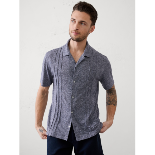 bananarepublic Standard-Fit Linen-Blend Pintuck Polo