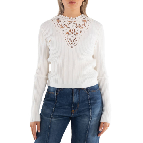 Rabanne long sleeve floral detail knit sweater