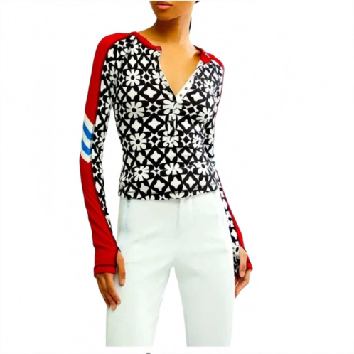 Free People womens kick off printed layer top in red/black/white