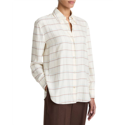 Vince checked plaid silk-blend shirt