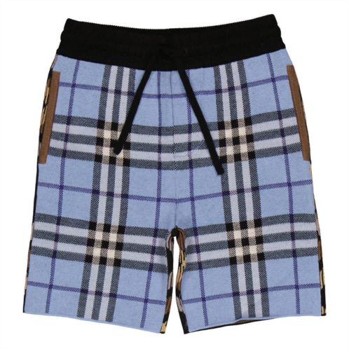 Burberry boys blue milo contrast check shorts