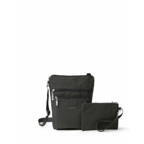 Baggallini womens pocket crossbody bag with rfid wristlet