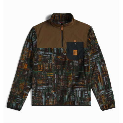 Topo Designs mens mountain vista 1/4 zip lightweight fleece jacket in forest halfpipe