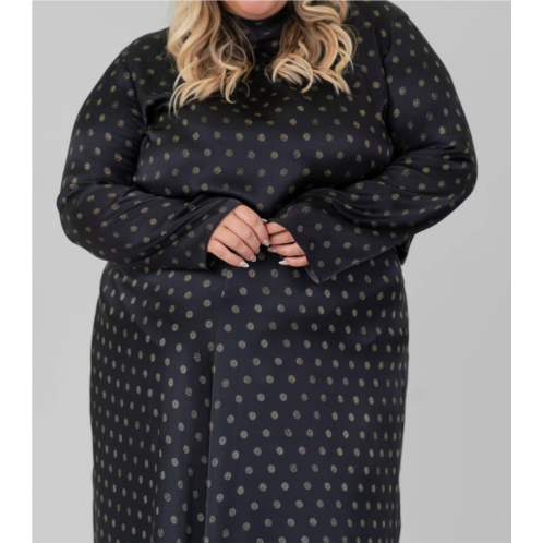 Vince sun dot mock neck blouse - plus in black