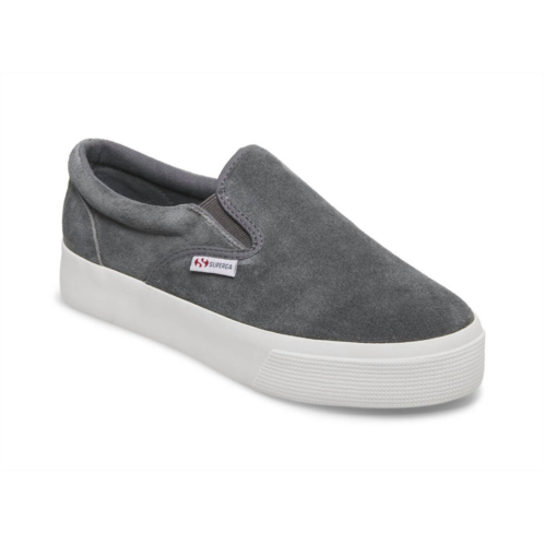 SUPERGA womens suede slip-on sneakers in grey