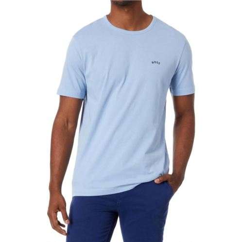 Hugo Boss mens contrast curve logo short-sleeve cotton t-shirt in blue