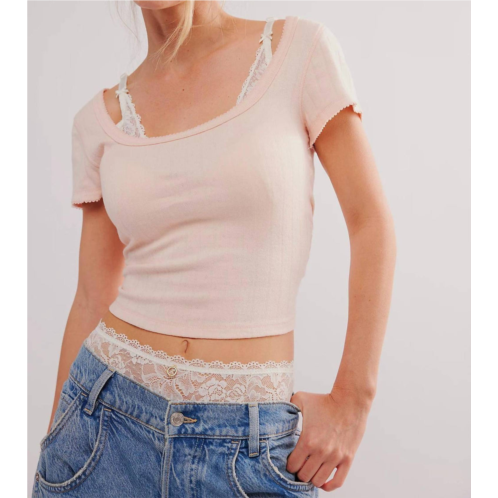 Free People end game pointelle baby tee in peach dust