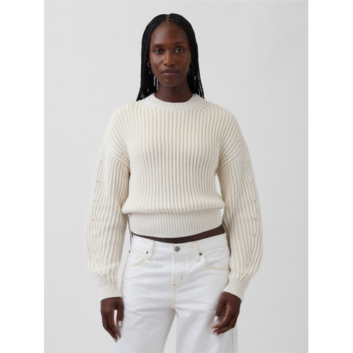 Gap 100% Cotton Barrel-Sleeve Crop Sweater